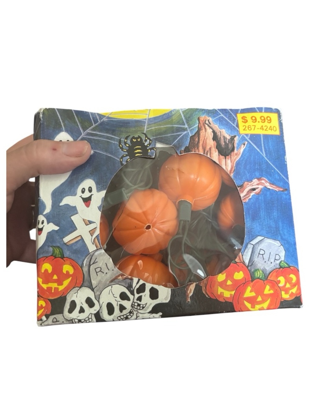 Vintage 90s Halloween Pumpkin String Light Set|20 Jacko lanterns